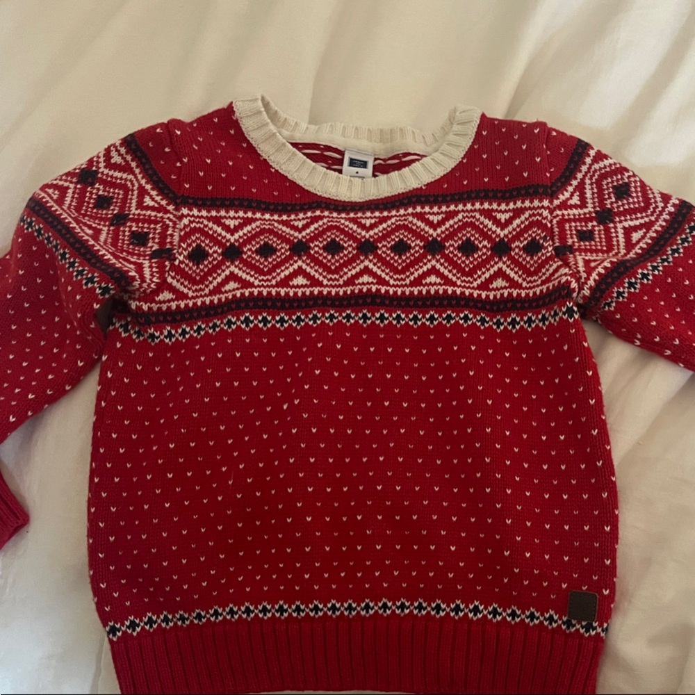 Janie and Jack Red and White Patterned Sweater